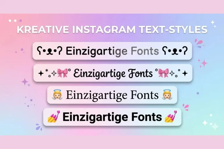 Beispiel für Instagram Schrift in verschiedenen kreativen Textstilen, Emoji- und dekorative Fonts
